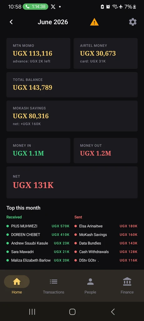 SenteCheck dashboard showing MTN MoMo and Airtel Money balances